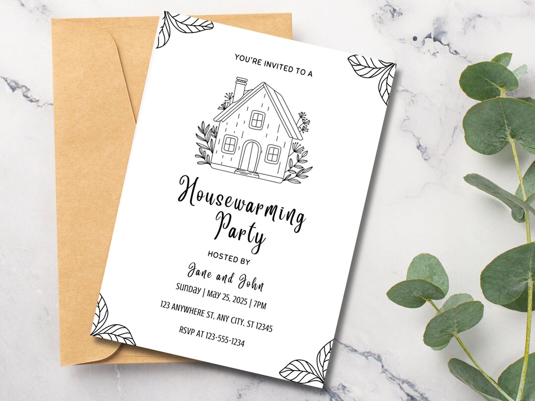Editable Housewarming Invitation, Warm House Design (digital Download ...