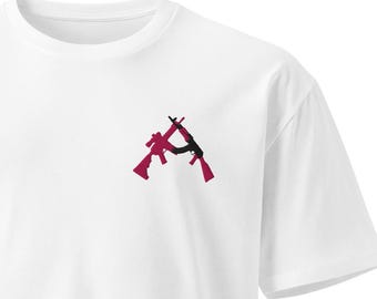 M4/AK (Flamingo/Black), Unisex premium t-shirt