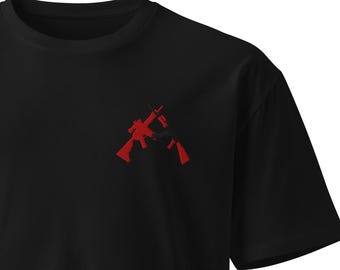 M4/AK (Red/Black), Unisex premium t-shirt