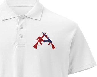 M4/AK (Red/Navy), Premium pique polo shirt