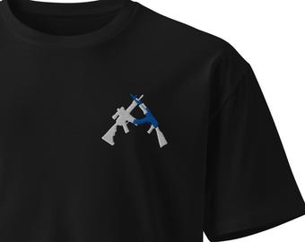 M4/AK (White/Royal), Unisex premium t-shirt