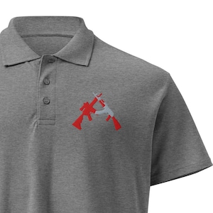 M4/AK (Red/Grey), Premium pique polo shirt