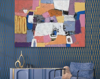 Large Contemporary Abstract Art Print: Colorful Wall Decor (Digital Download)
