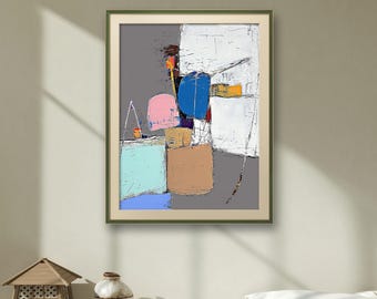Large Contemporary Abstract Art Print: Colorful Wall Decor (Digital Download)