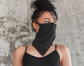 Face Mask Reusable, Black Fashion Face Mask, Neck Gaiter Mask, Face Mask Washable, Designer Bandana Mask, Bandana Face Mask, Face Shield