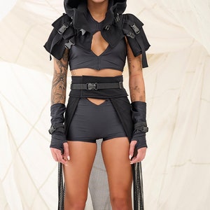 Cyberpunk Gloves, Festival Gloves, Rave Gloves, Long Sexy Gloves, Burning Man Gloves, Woman Black Gloves, Rave Gear, Festival Gear, GIZDA