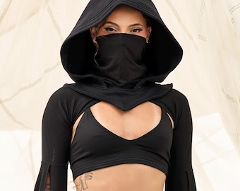Hooded Scarf, Costume Masks, Halloween Costume Women, Assassin Hood, Ninja Costume, Balaclava Women, Cowl Hood, Full Face Mask, Rave Hood
