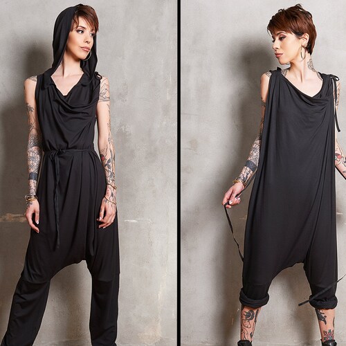 Wide Leg Jumpsuit, Hooded Jumpsuit, Sleeveless Jumpsuit, Harem Jumpsuit, Baggy Jumpsuit Romper, Extravagant Jumpsuit, Festival Jumpsuit