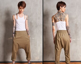 Linen Harem Pants, Baggy Trousers, High Waist Pants, Harem Pants Women, Plus Size Pants, Boho Pants, Drop Crotch Pants, Loose Pants, Linen