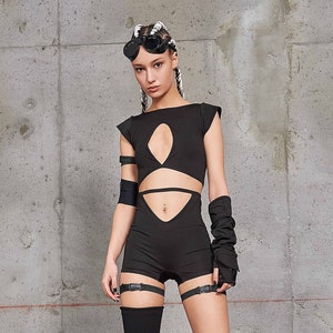 Festival Bralette, Rave Top, Black Festival Top, Cut Out Crop Top, Burning Man Clothing Women, Sexy Cosplay Clothing, Rave Bra, Rave Clothes