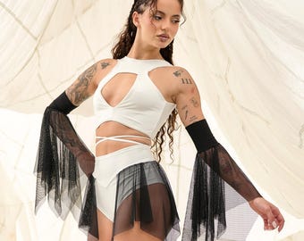Brassière festival, haut court rave, haut blanc cassé, haut soutien-gorge rave, tenue de festival, haut court sexy, haut court festival, haut ajusté, ensemble rave