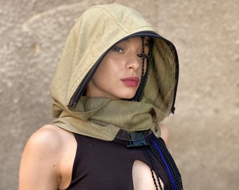 Linen Scarf Hood Face Shield, Infinity Scarf Hood, Face Shield Hood, Linen Cowl Hood, Adult Face Shields, Face Shield Hat, Face Shield Women