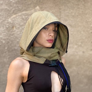 Sciarpa con cappuccio in lino, sciarpa con cappuccio infinita, cappuccio con visiera, cappuccio con visiera in lino, visiere per adulti, cappello con visiera, visiera per donne