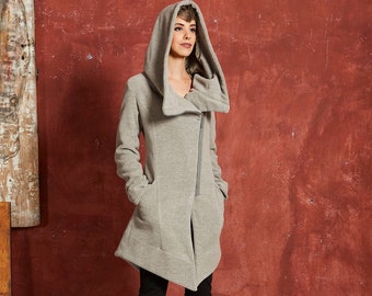 Manteau d'hiver gris, Manteau à col montant, Trench, Manteau décontracté, Manteau ajusté, Manteau court, Manteau asymétrique, Manteau femme, Manteau sexy, Manteau en laine