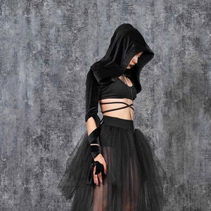 Witch Costume, Witch Hood Bolero, Velvet Hooded Shrug, Halloween Costume Woman, Adult Halloween Costume, Halloween Bolero, Big Hood Bolero
