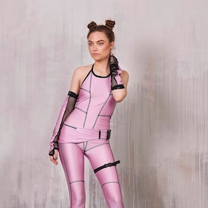 Kawaii Clothing, Cyberpunk Clothing, Pink Bodysuit, Festival Clothing Women, Rave Outfit, Rave Clothes, Burning Man Bodysuit, Pink Catsuit