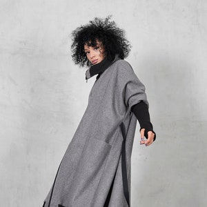 Plus Size Winter Coat Women, Oversized Coat, Loose Coat Women, Gray Coat, Long Coat, Winter Coat Women, Wool Winter Coat, Wool Coat Women