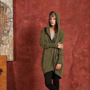 Sweat à capuche elfique, veste Boho, cardigan Boho, veste verte, sweat à capuche vert, cardigan vert, pull Boho femme, sweat à capuche d'hiver, sweat à capuche de yoga image 1