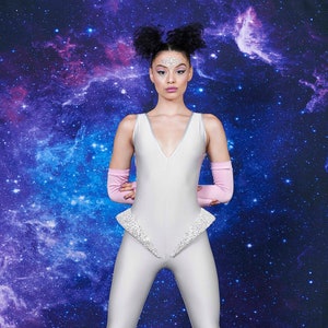 Alien Costume for Woman, Sequin Halloween Costume Woman, Sexy Halloween Bodysuit, Silver Sequin Alien Bodysuit, Sexy Cosplay Costumes Woman