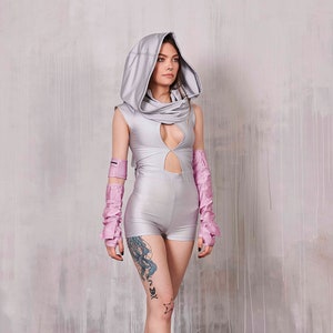 Cyberpunk Clothing, Festival Catsuit, Rave Clothes, Burning Man Bodysuit, Alien Halloween Costume Woman, Rave Outfit, Sexy Leotard Catsuit