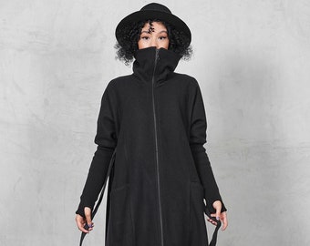 Plus Size Wool Coat, Black Oversized Winter Coat, Handmade