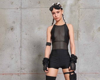 Sexy Catsuit, Rave Clothing, Leotard Women, Festival Bodysuit, Burning Man Clothing Women, Cyberpunk Clothing, Sexy Cosplay Clothing