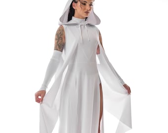 Halloween-cape engel met capuchon, polyamide kostuummantel