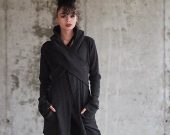 Long  Coat, Cardigan Coat, Steampunk Coat, Winter Coat, Plus Size Coat, Hooded Coat, Long Wool Coat, Sweater Coat,  Gothic Coat