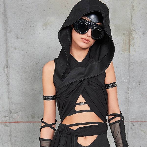 Rave Outfit Women, Festival Outfit Women, Rave Accessories, Rave Gear, Festival Scarf,Festival Outfit, Burning Man Scarf with Hood, GIZDA