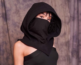 Wool Hooded Balaclava Mask, Winter Scarf Face Mask