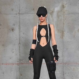 Catsuit Rave, Catsuit Cyberpunk, Abbigliamento Cyberpunk, Abbigliamento Rave, Catsuit Festival, Abbigliamento Festival, Vestiti Rave, Catsuit Donna, GIZDA