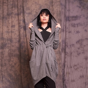 Gray Cardigan, Gray Hoodie, Long Cardigan, Wrap Jacket, Gray Jacket, Women's Yoga Clothes, Yoga Cardigan, Gray Sweater, Bohemian Jacket image 1