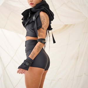 Burning Man Gloves, Rave Gloves, Cyberpunk Gloves, Festival Gloves, Short Sexy Gloves, Woman Black Gloves, Rave Gear, Festival Gear, GIZDA
