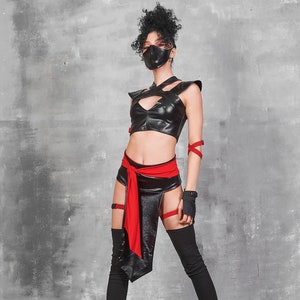 Sexy Ninja Skirt with Belt, Ninja Costume Women, Halloween Ninja Costume Adults, Ninja Outfit Women, Ninja Cosplay Costume, Assassin Costume