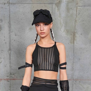Festival Tank Top, Rave Crop Top, Mesh Crop Top, Black Lace Top, Festival Bralette, Minimalist Clothing, Sexy Cosplay Clothing, Rave Bra