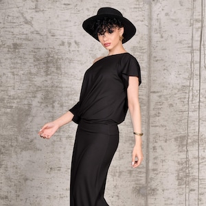 Black Maxi Dress, Sexy Maxi Dress, Long Black Dress, Black Cocktail Dress, Asymmetric Dress, Off Shoulder Dress, Summer Maxi Dress, Minimal