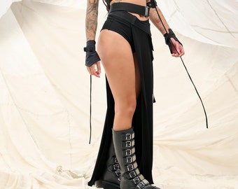 Long Festival Belt Skirt, Rave Gothic Steampunk Clothing