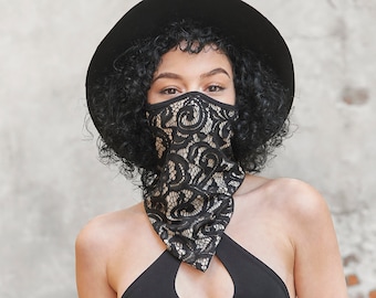 Lace Bandana Face Mask, Washable Neck Gaiter