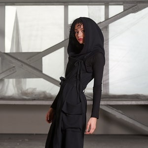 Black Vest Women Cotton Vest Hooded Cardigan Plus Size Cardigan Cape Jacket Black Cardigan Women Sleeveless Jacket Plus Size Jacket Etsy