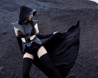 Black Ninja Costume, Sexy Skirt Outfit, Halloween Assassin