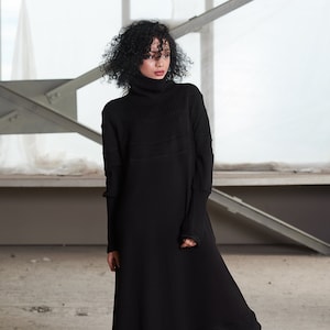 Black turtleneck dress plus size cheap