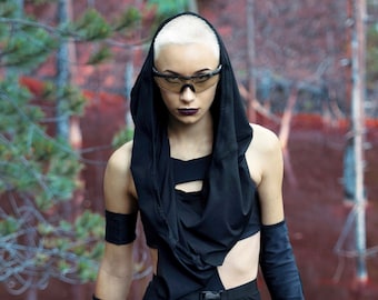 Bufanda con capucha para festivales, mezcla de viscosa para raves y Burning Man