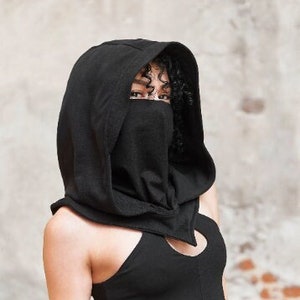 Hooded Scarf, Costume Masks, Halloween Costume Women, Assassin Hood, Ninja Costume, Balaclava Women, Cowl Hood, Full Face Mask, Rave Hood image 1