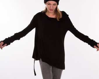 Oversized Sweater, Yoga Clothes, Yoga Clothing, Black Yoga Top, Black Top, Black Blouse Womens Blouse, Casual Top, Loose Blouse