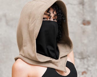 Cotton Hooded Scarf, Ninja Mask, Rave Hood