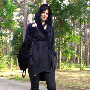 Hoodie Sweatshirt, Hooded Jacket, Yoga Sweatshirt, Long Sweatshirt, Goth Jacket, Gothic Jacket, Steam Punk Clothing, Avant Garde Jacket image 2