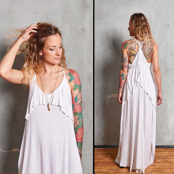 white kaftan wedding dress