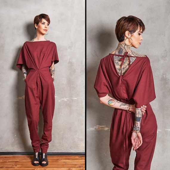red elegant jumpsuit