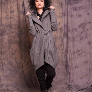 Gray Cardigan, Gray Hoodie, Long Cardigan, Wrap Jacket, Gray Jacket, Women's Yoga Clothes, Yoga Cardigan, Gray Sweater, Bohemian Jacket image 3