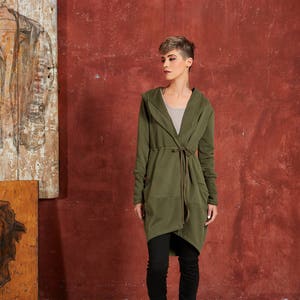 Sweat à capuche elfique, veste Boho, cardigan Boho, veste verte, sweat à capuche vert, cardigan vert, pull Boho femme, sweat à capuche d'hiver, sweat à capuche de yoga image 3